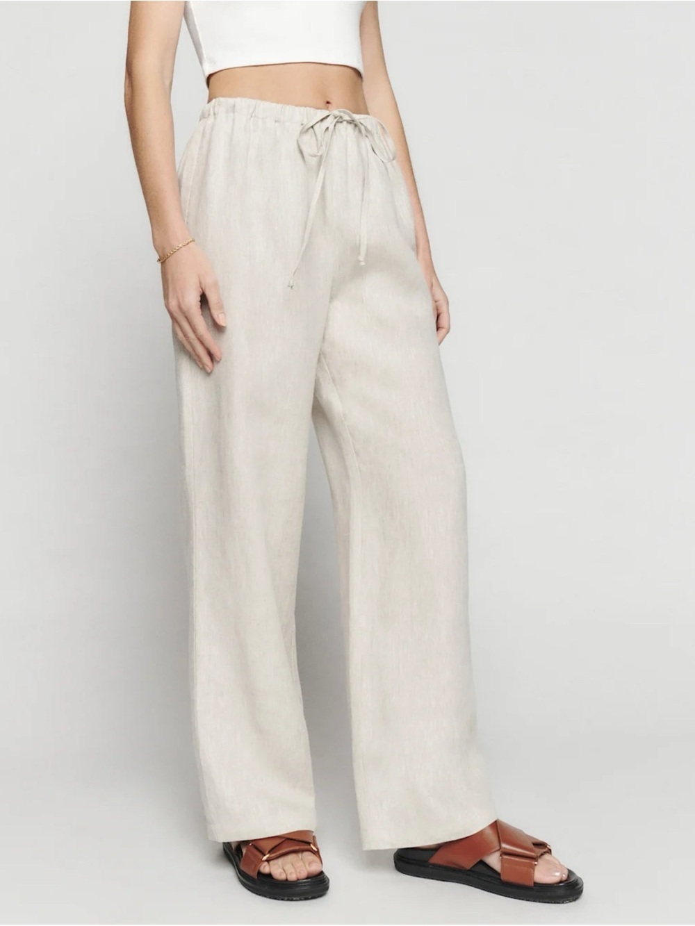 Reformation Olina Linen Pants Oatmeal XS
